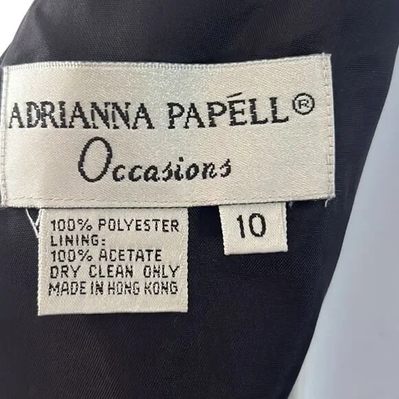 🔥 SALE 🔥 NEW Vintage Adrianna Papell Evenings Navy Blue Sleeveless Long Dress 10 - Picture 3 of 15